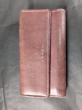 Fossil Wallet + Checkbook Genuine Leather: Eggplant